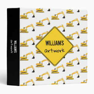 Excavator Construction Truck Boys Artwork Artist  Binder