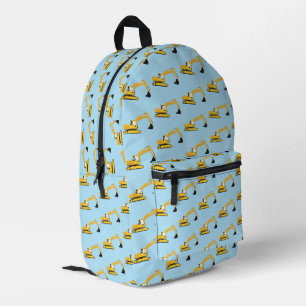 Excavator Construction Truck Boys School Printed Backpack