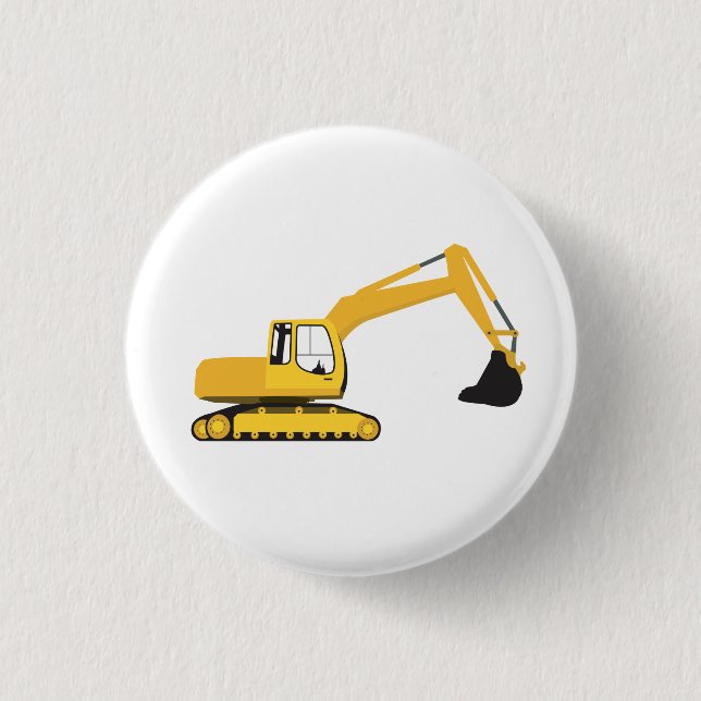 Excavator Construction Truck Kids 1 Inch Round Button (Front)