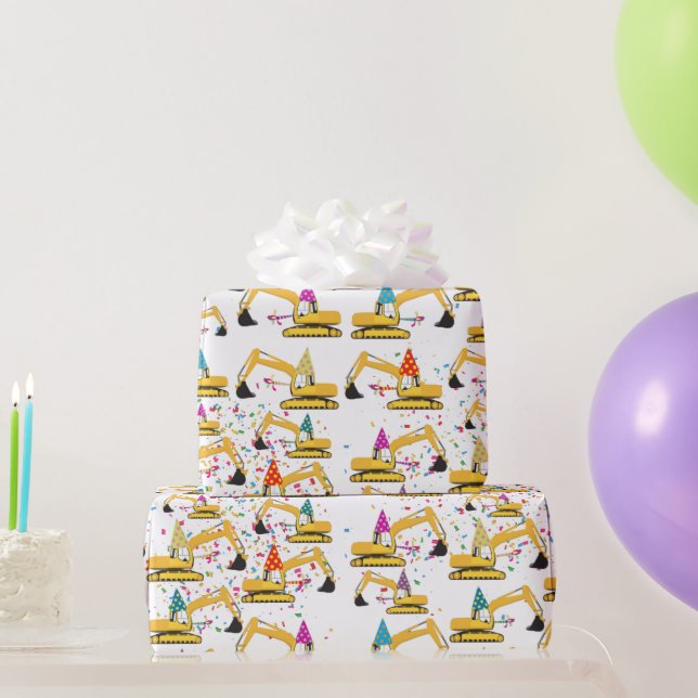 Excavator Construction Truck Party Pattern  Wrapping Paper (Party Gifts)