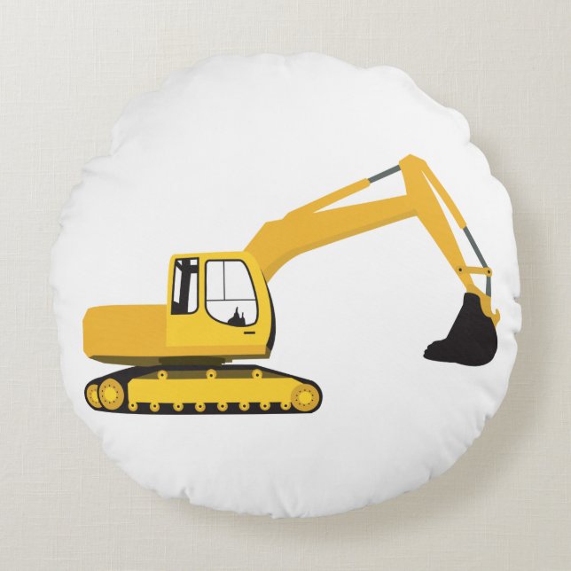 Excavator Construction Truck Round Pillow (Front)