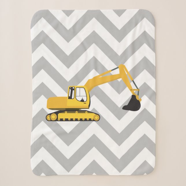 Excavator Construction Truck Sherpa Blanket (Front)