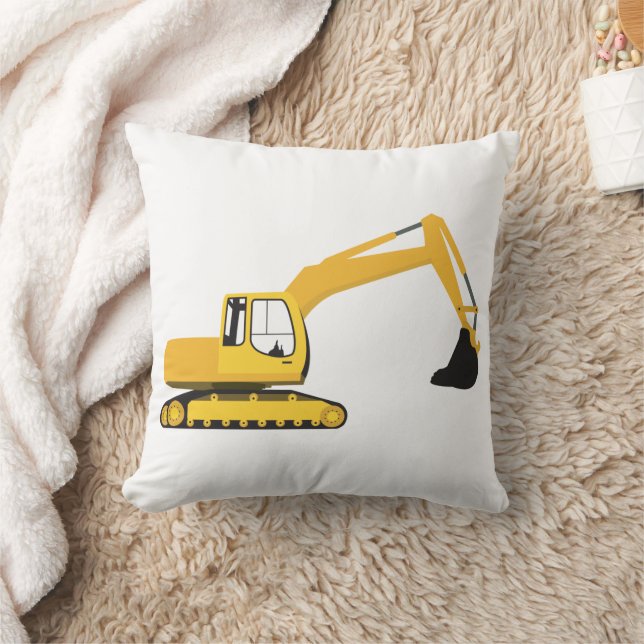 Excavator Construction Truck Throw Pillow (Blanket)