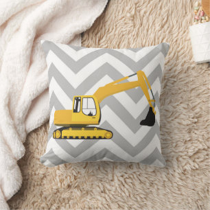 Excavator Construction Truck Throw Pillow