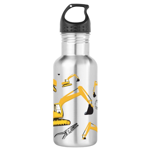 Excavator Construction Trucks and Tools  532 Ml Water Bottle (Front)