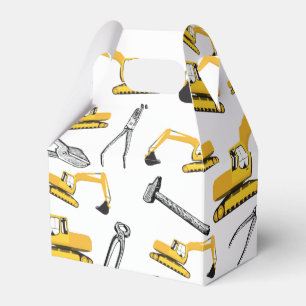 Excavator Construction Trucks and Tools Pattern Favor Box