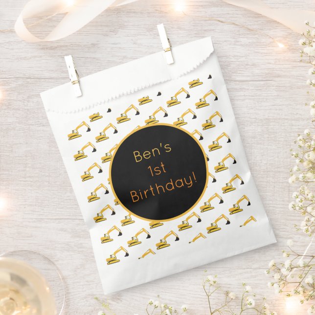 Excavator Construction Trucks Favour Bag (Clipped)