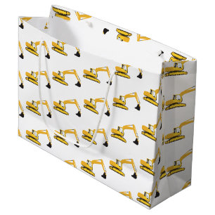 Excavator Construction Trucks Large Gift Bag