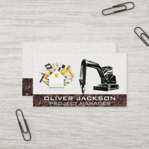 Excavator Construction Vehicle   Drill   Hardware Business Card