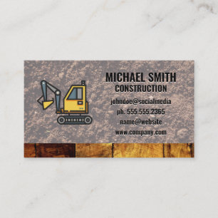 Excavator Construction Wood Dirt Business Card
