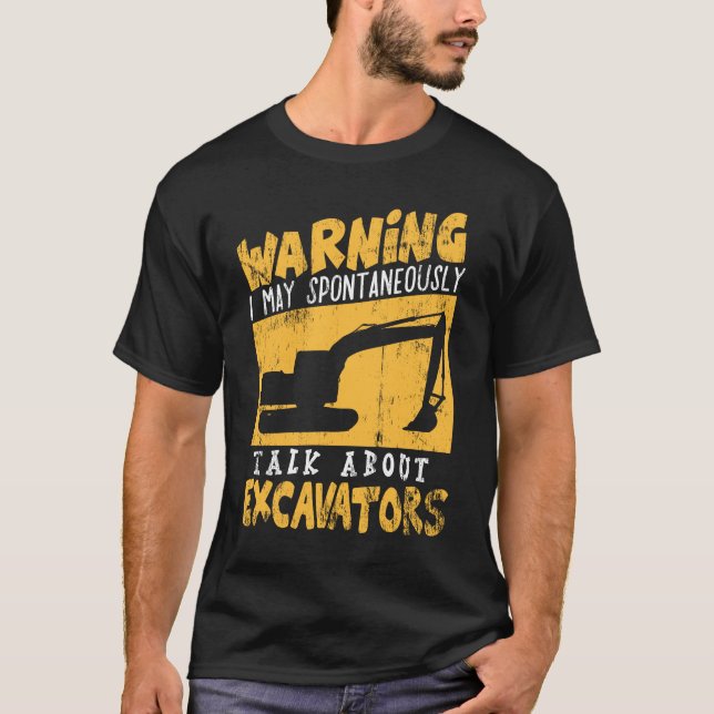 excavator digger construction vehicle boy birthday T-Shirt (Front)