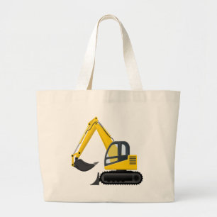 Excavator, Ditch-digger Machinery Design Large Tote Bag