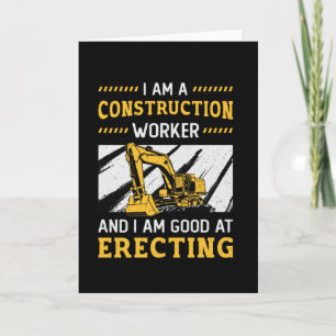 Excavator Driver Retro I Am A Construction Worker Card