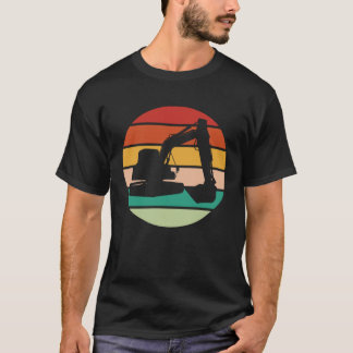 Excavator Driver Retro Sunset Heavy Equipment Oper T-Shirt