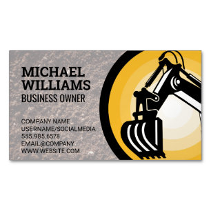 Excavator Earth Mover Logo Magnetic Business Card