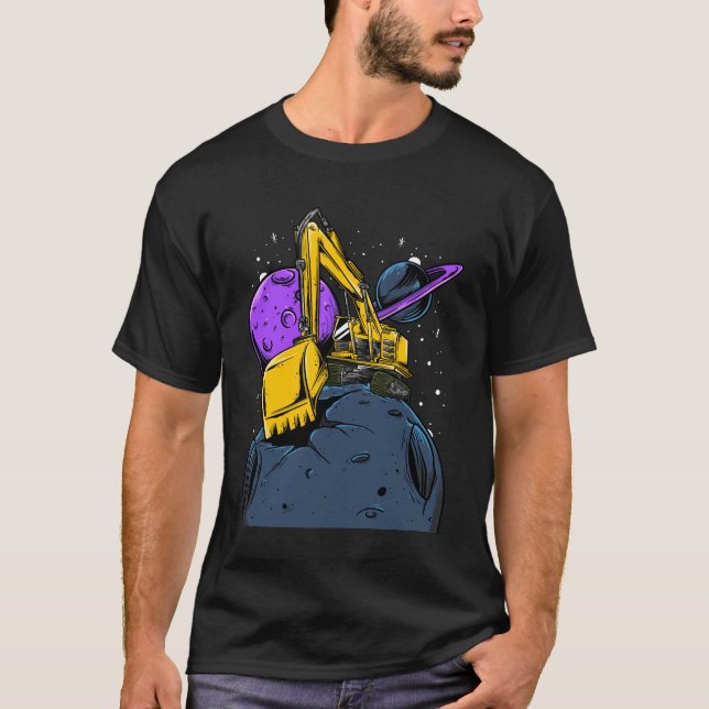 Excavator Funny Moon T-Shirt (Front)