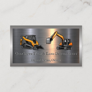 Excavator Logo | Metal   Business Card