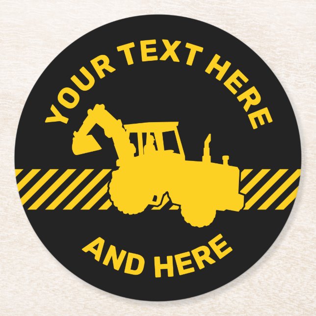 Excavator Round Paper Coaster (Front)
