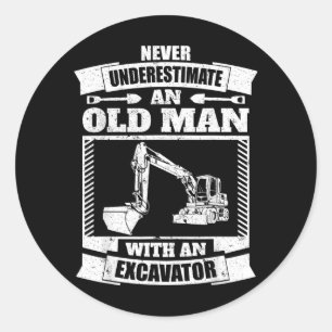Excavator Shirt Funny Backhoe Classic Round Sticker