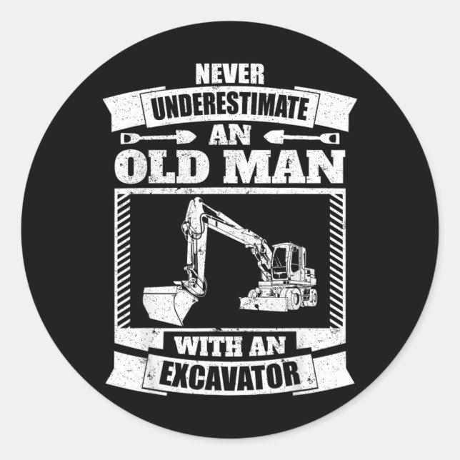 Excavator Shirt Funny Backhoe Classic Round Sticker (Front)