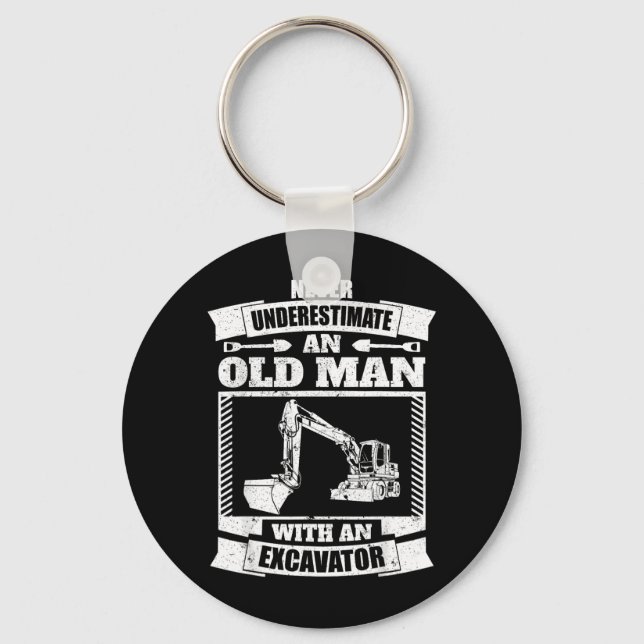 Excavator Shirt Funny Backhoe Keychain (Front)