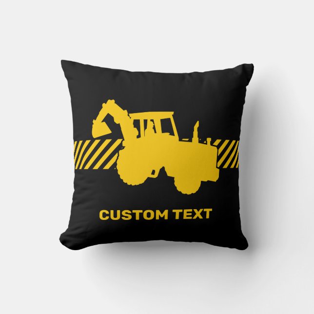 Excavator Throw Pillow (Front)