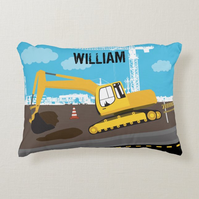 Excavator Truck Construction Trucks Site  Accent Pillow (Front)
