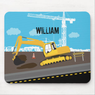 Excavator Truck Construction Trucks Site Mouse Pad