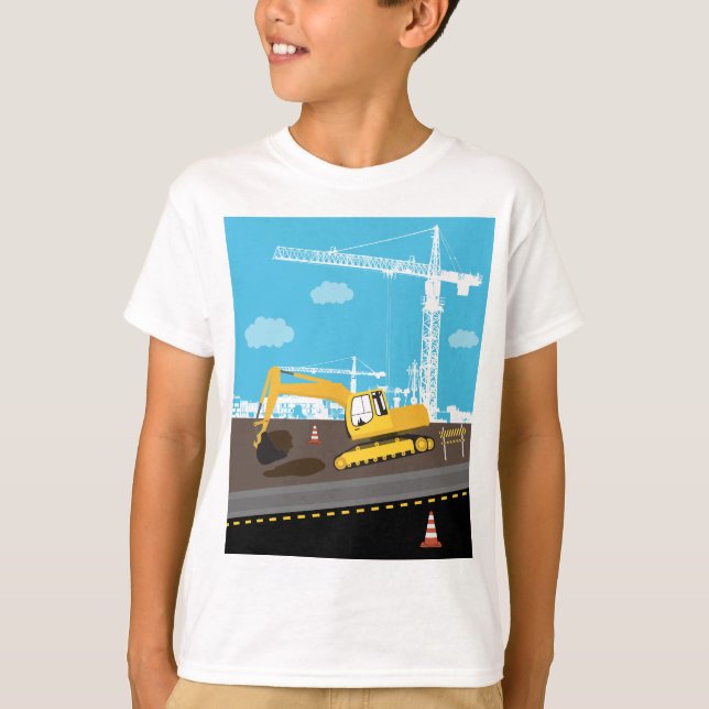 Excavator Truck Construction Trucks Site T-Shirt (Front)