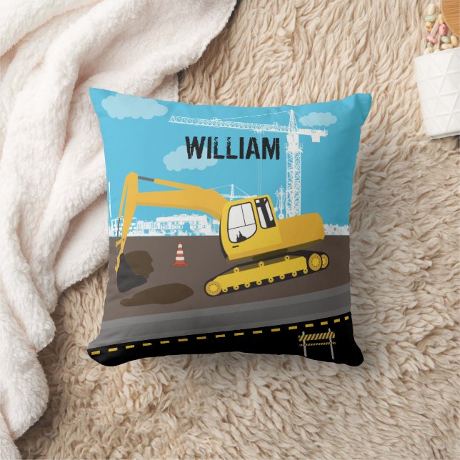 Excavator Truck Construction Trucks Site Throw Pillow (Blanket)