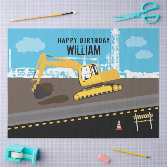 Excavator Truck Construction Trucks Site  Tissue Paper (Craft)