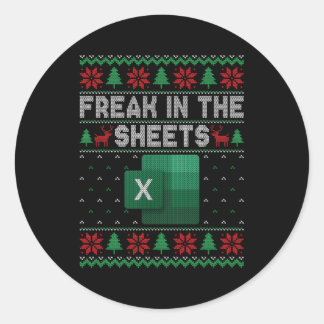 Excel Freak In The Sheets Spreadsheet Ugly Classic Round Sticker