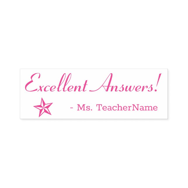 "Excellent Answers!" Acknowledgement Rubber Stamp (Design)