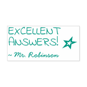 "EXCELLENT ANSWERS!" Teacher Rubber Stamp