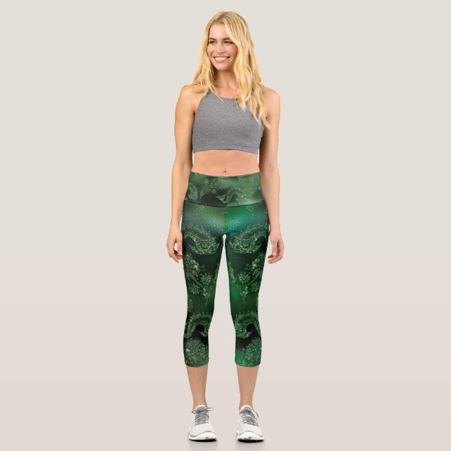 Excellent Blue Tattoo Print Capri Leggings (Front)