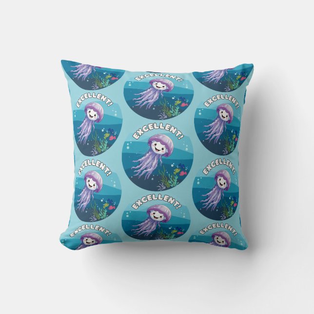Excellent !, Jelly Fish   Throw Pillow (Front)