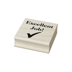Excellent Job Check Mark Rubber Stamp