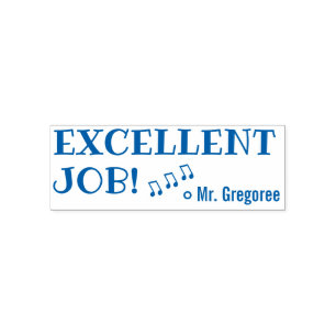 "EXCELLENT JOB!" + Tutor Name Rubber Stamp