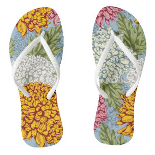 Excellent pattern with chrysanthemums flip flops