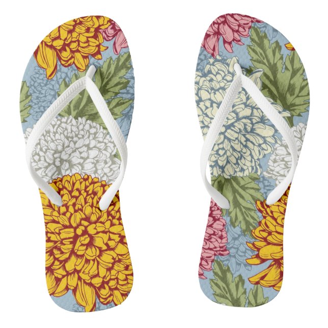 Excellent pattern with chrysanthemums flip flops (Footbed)