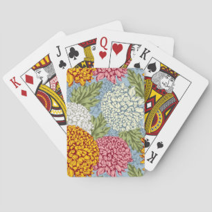Excellent pattern with chrysanthemums playing cards