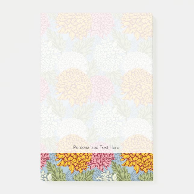 Excellent pattern with chrysanthemums post-it notes (Front)