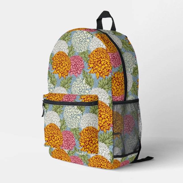 Excellent pattern with chrysanthemums printed backpack (Back Corner Right)