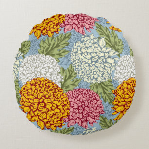 Excellent pattern with chrysanthemums round pillow