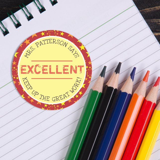 Excellent | Personalized Teachers Classic Round Sticker (Excellent | Personalized Teachers Classic Round Sticker)