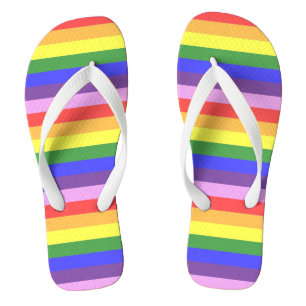 Excellent quality Rainbow Stripe Bright Colors Flip Flops
