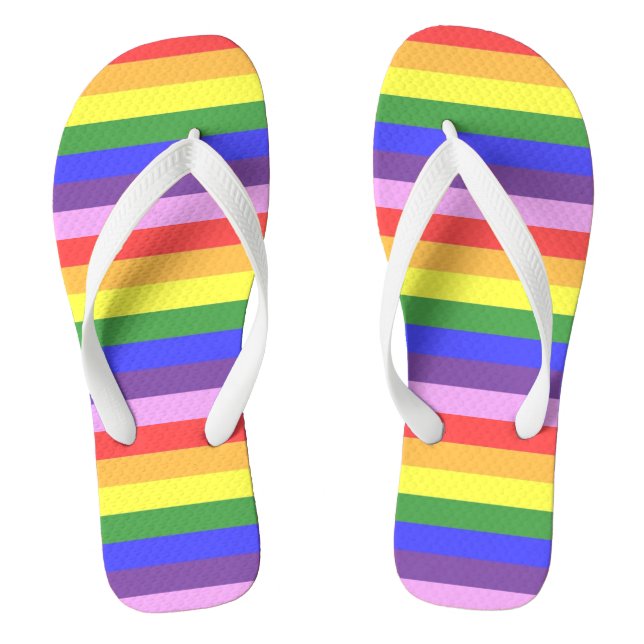 Excellent quality Rainbow Stripe Bright Colours Flip Flops (Footbed)