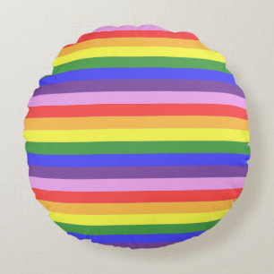 Excellent quality Rainbow Stripe Bright Colours Round Pillow