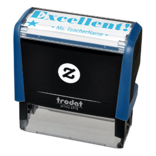 "Excellent!" + Teacher's Name Rubber Stamp