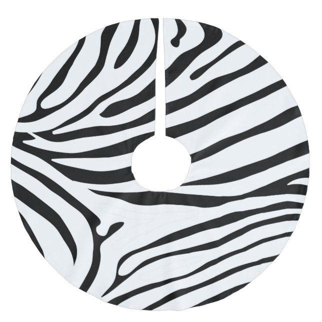 Excellent Zebra print black and white Brushed Polyester Tree Skirt (Front)